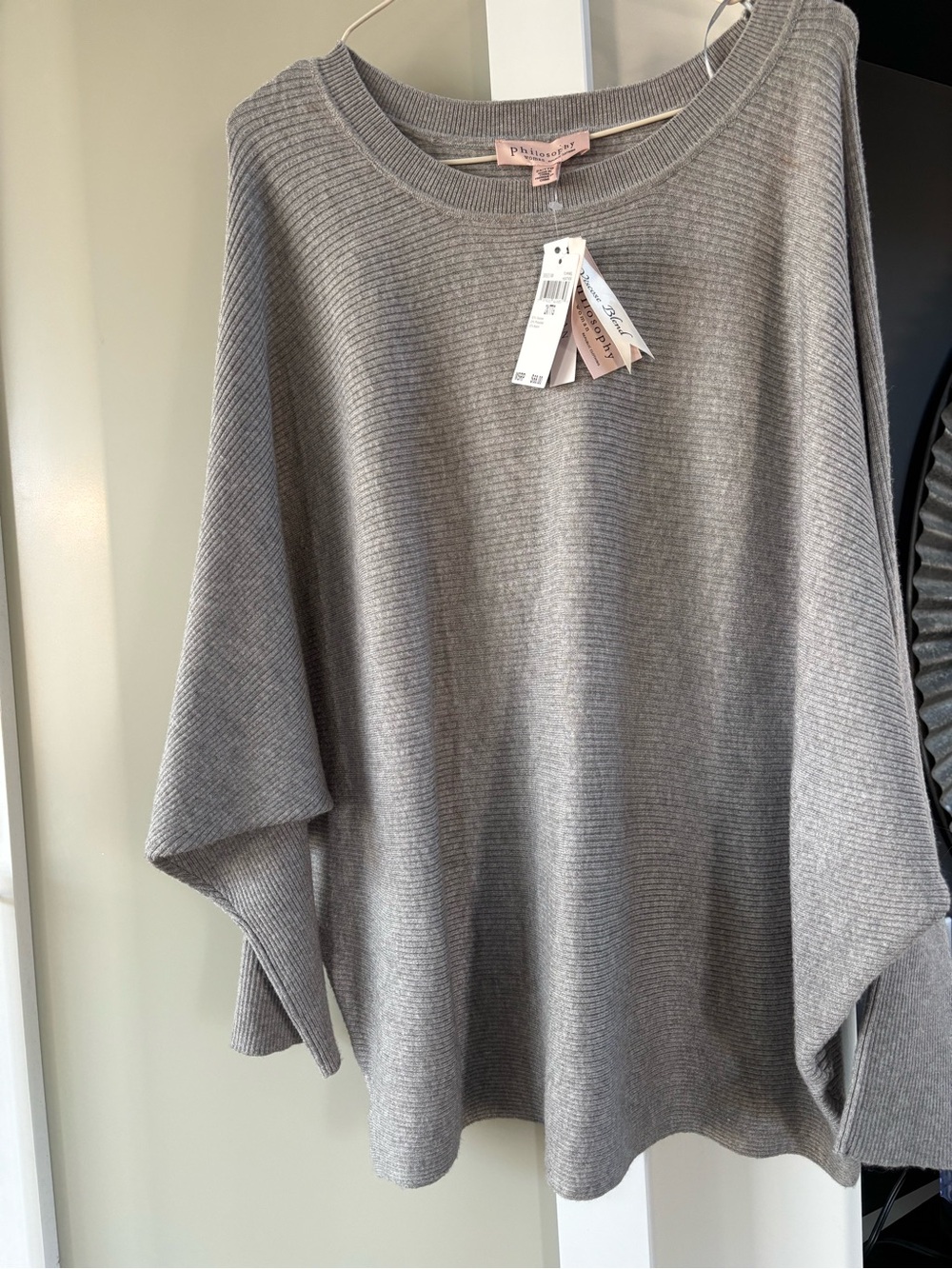 Philosophy Light Gray Ribbed Crewneck Sweater
